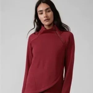 Athleta Burgundy Cozy Karma Asym Pullover Athletic Sweatshirt Size XS